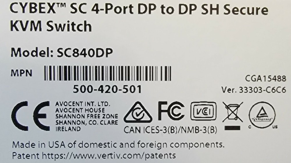 Vertiv SC840DP KVM Switchbox