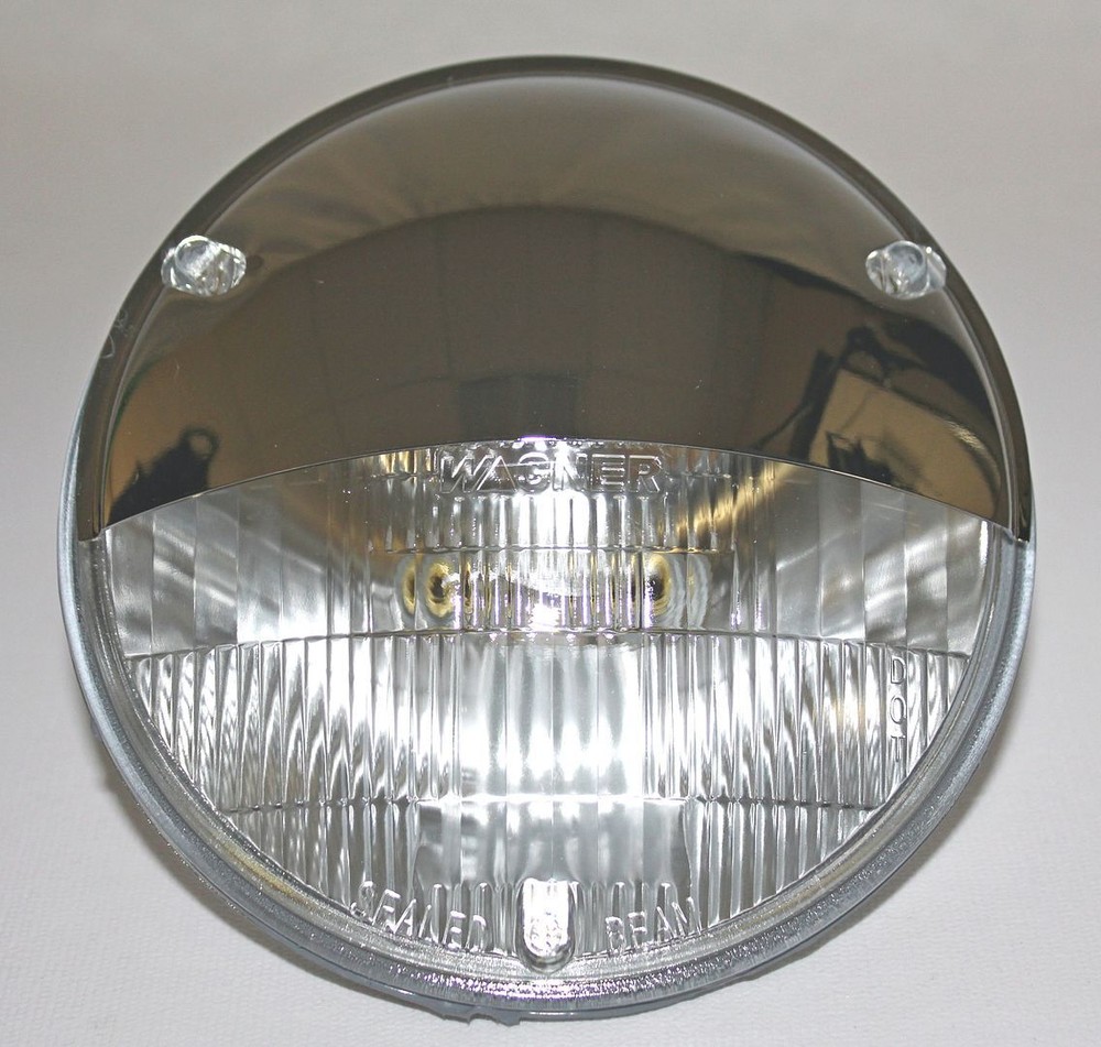 7" Headlight Headlamp Light Bulbs Chrome Trim Half Moons Shield Covers Pair 12V