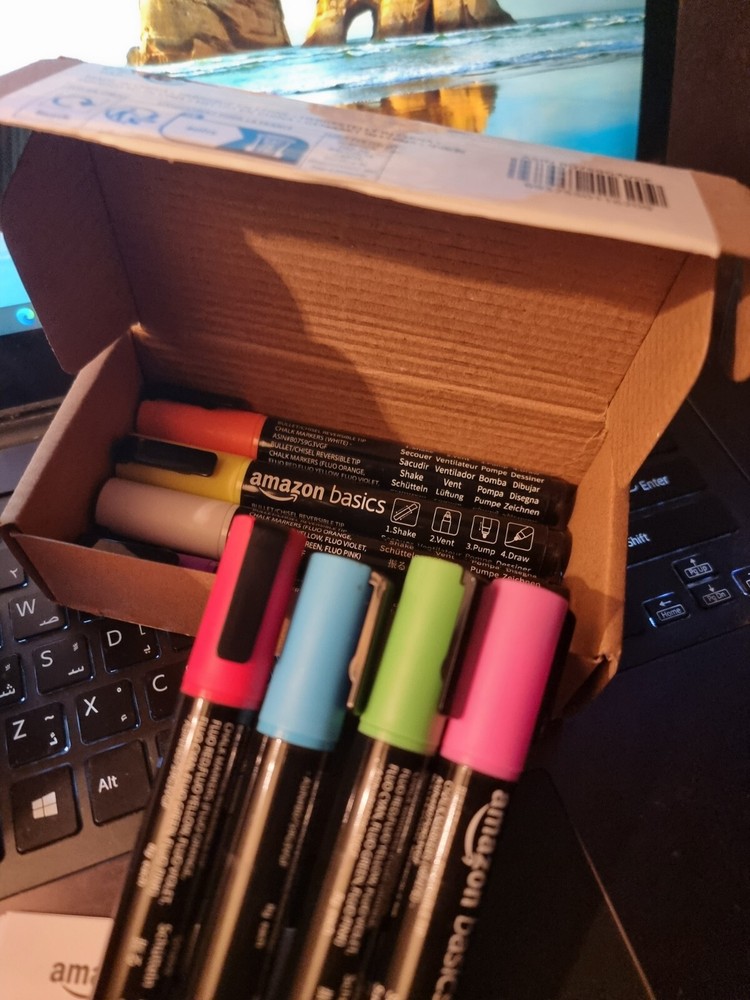 Bullet/Chisel Reversible Tip Chalk Markers, Bold Point, 8 Pack, Bright Colors