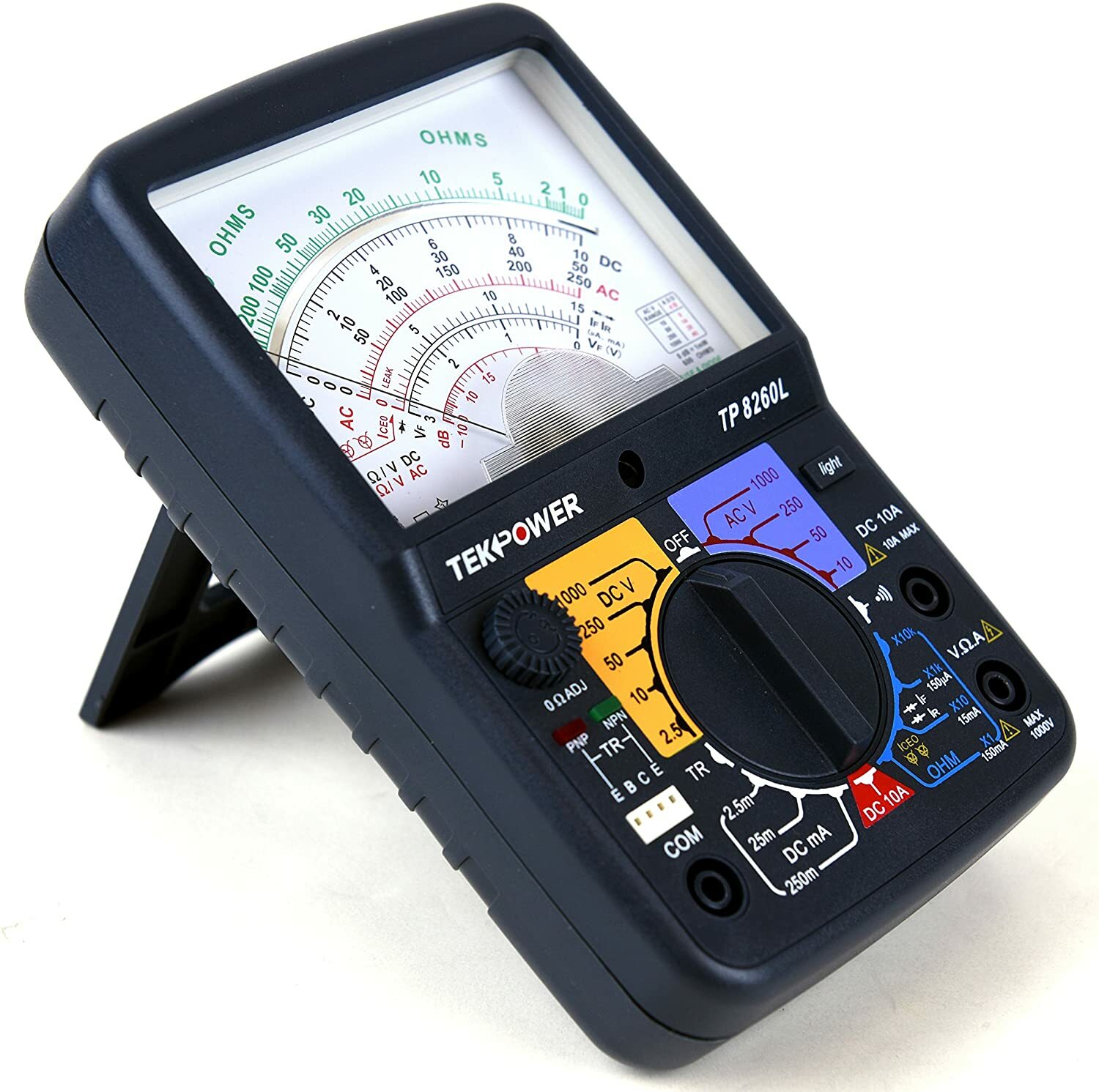 Tekpower TP8260L Analog Multimeter With Back Light, and Transistor Checking dock