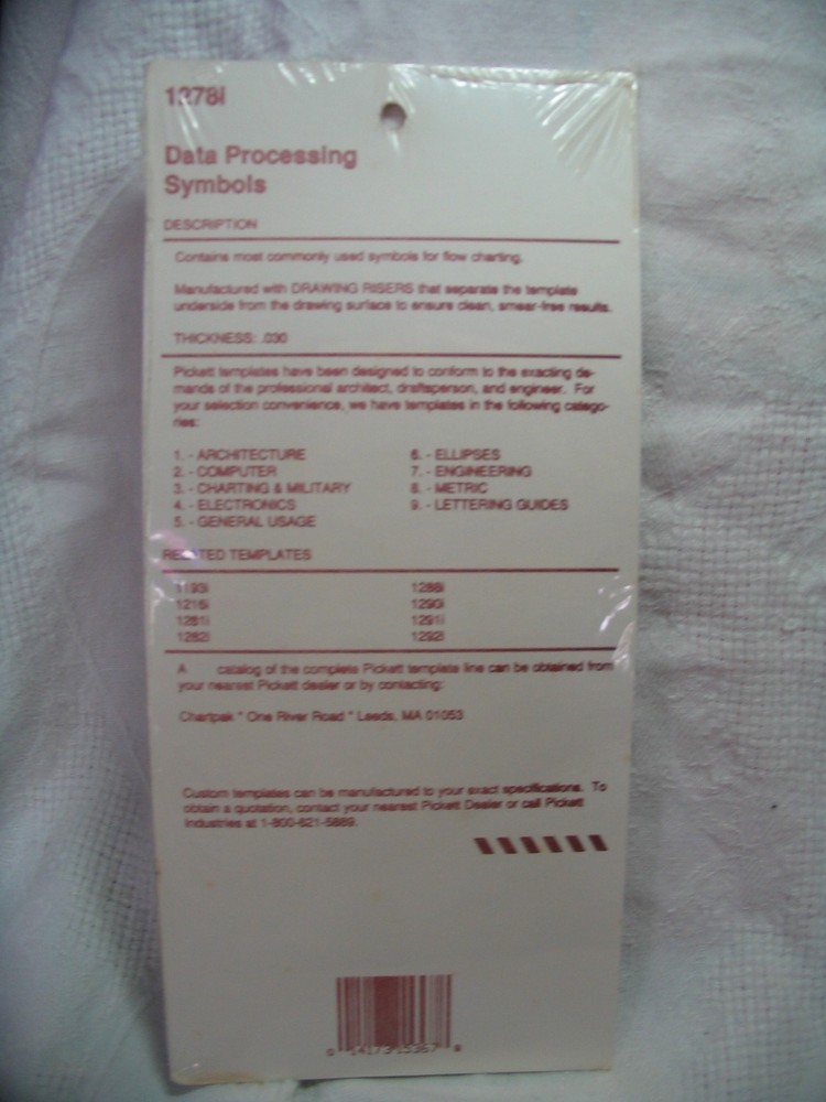 Draftying template, (c) Picket 1278l, Data Processing symbols