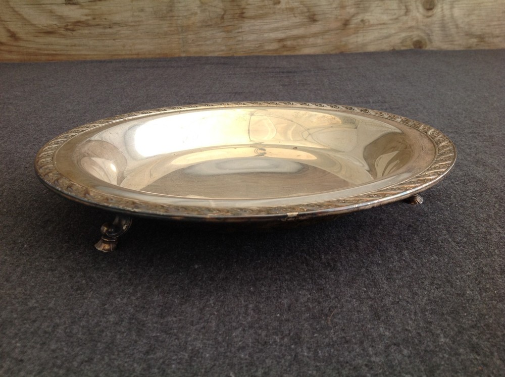 Footed Silverplate Round Serving Tray