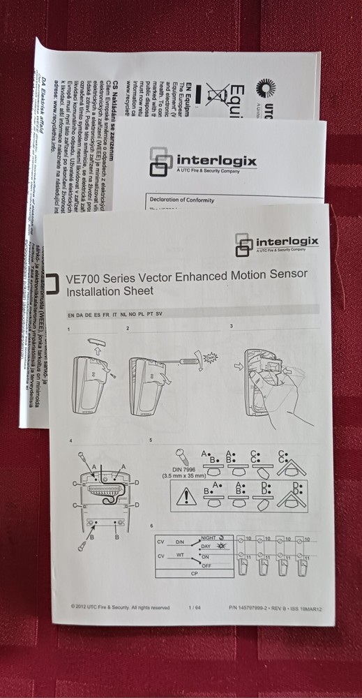 Aritech Interlogix VE700 Series VE735 Vector Motion Sensor