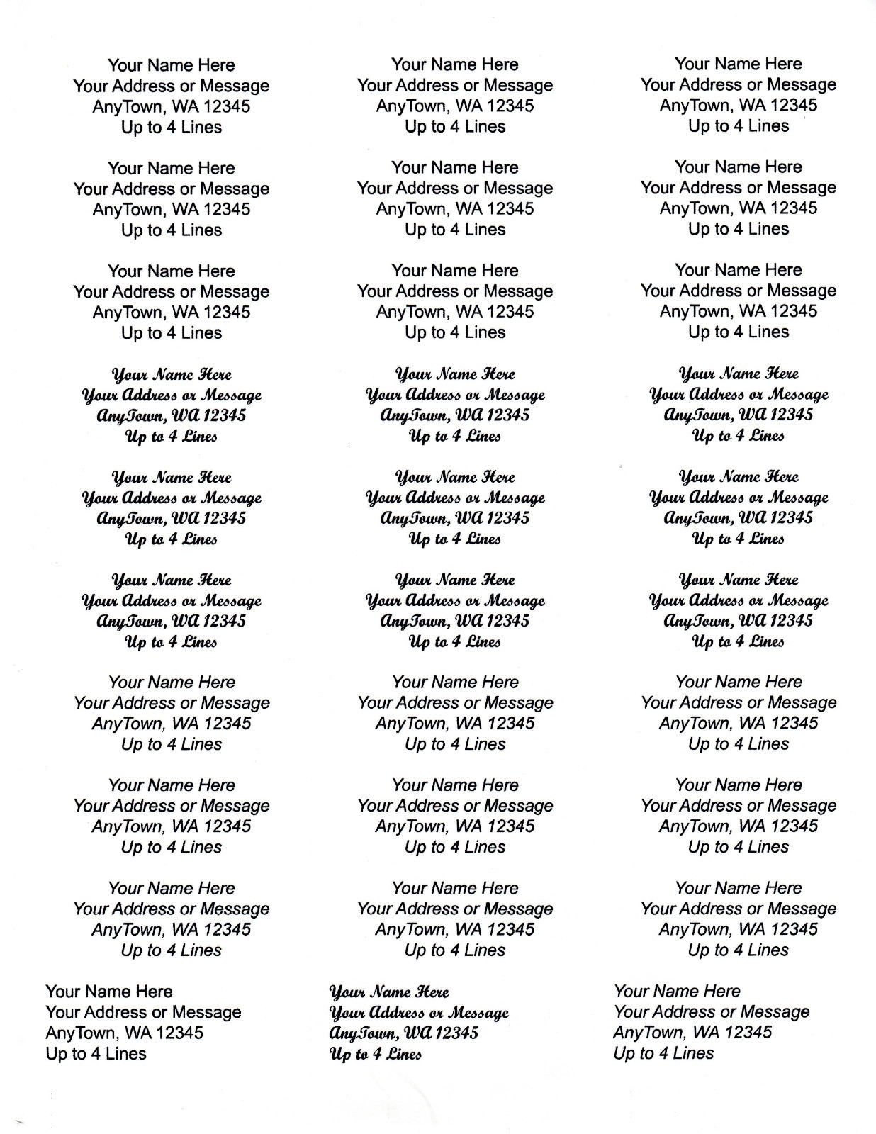 60 Personalized Return/Mailing Address labels 1" x 2.625" - Free USA Shipping