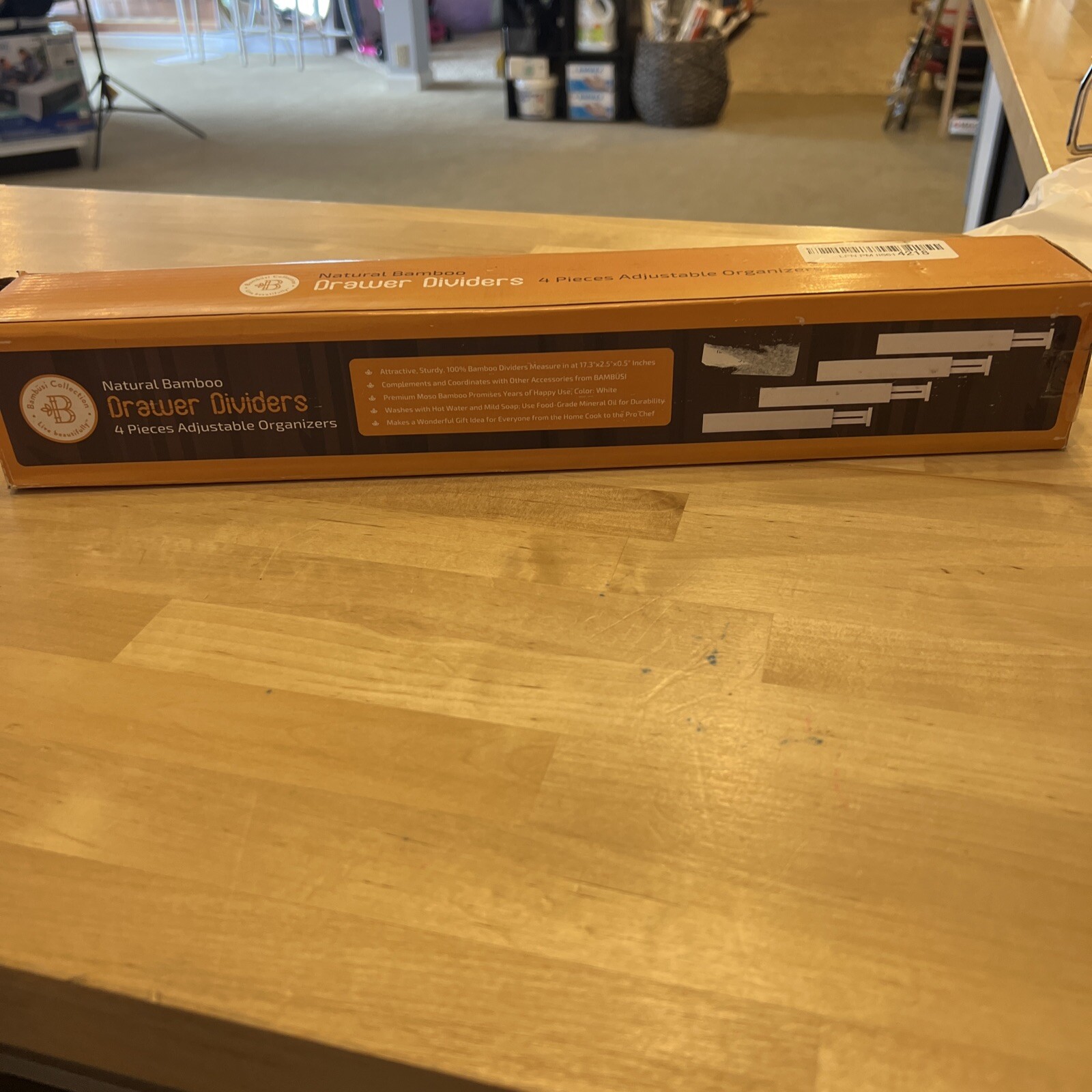 Natural Bamboo 4 Pcs Adjustable Drawer Dividers Organizers Wht 17.3"x 2.5"x 0.5"