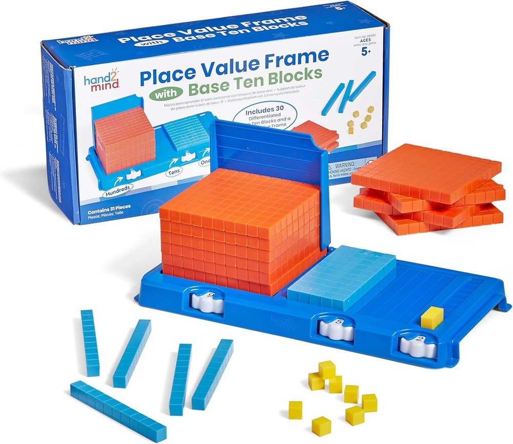 Place Value Frame with Base Ten Blocks, Base 10 Blocks, Educational Math Manipul