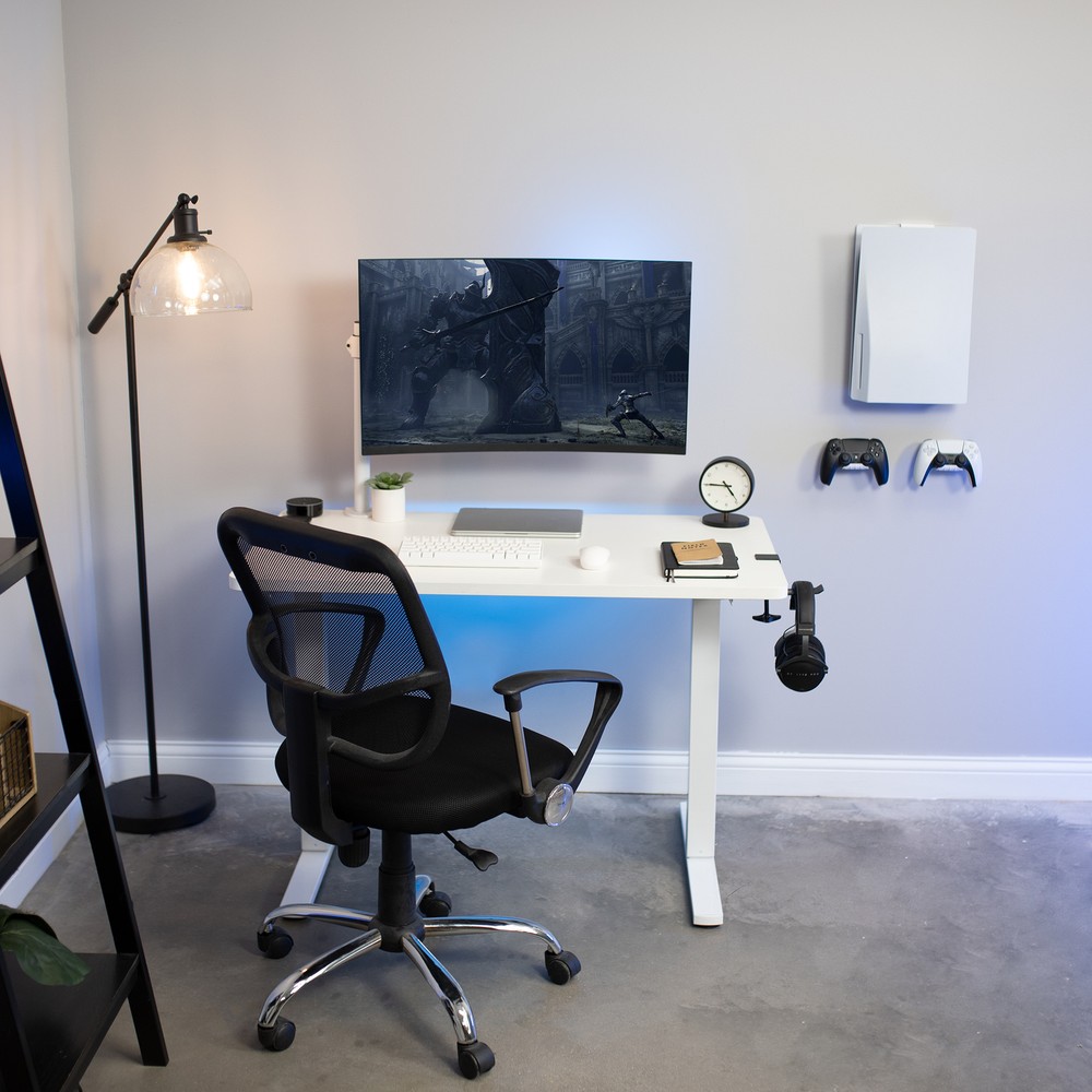 VIVO White Wall & Under Desk Mount Designed for PS5 Console, 2 Controller Mounts