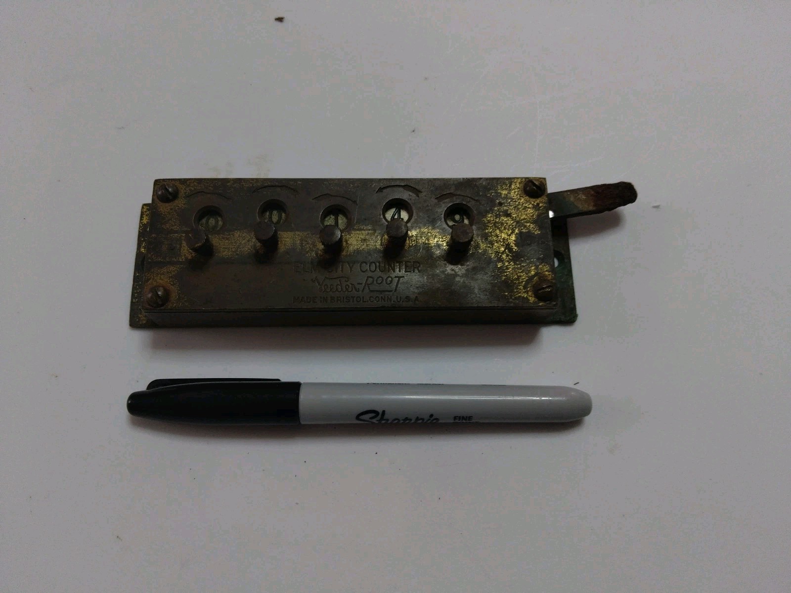 Vintage Brass Elm City Counter Veeder-Root Bristol, Conn. 5 digit - Works