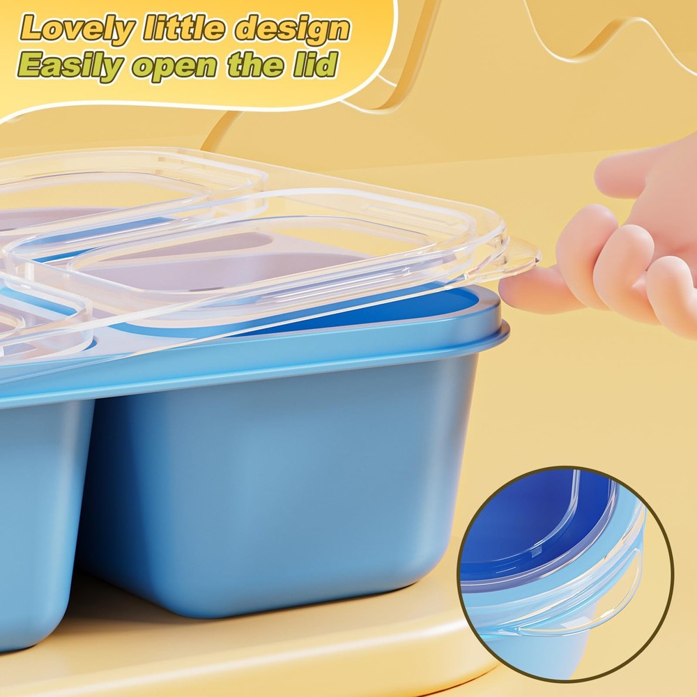 Canfanni 6 Pcs Snack Box Container Set, Reusable 3&4 common, Transparent Lids