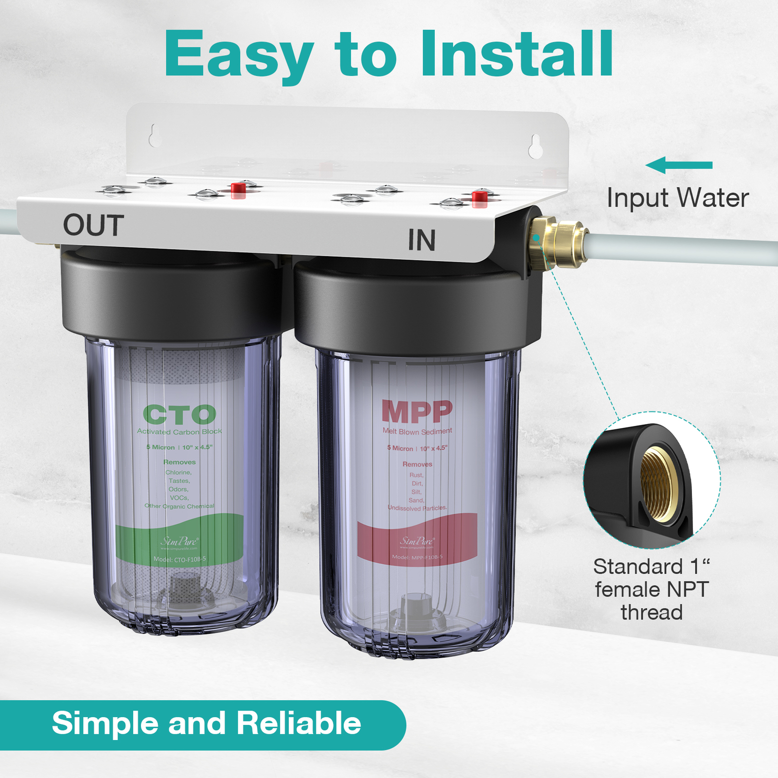 Big Blue Whole House Water Filter System City/Well Water Filtration 100000 Gal