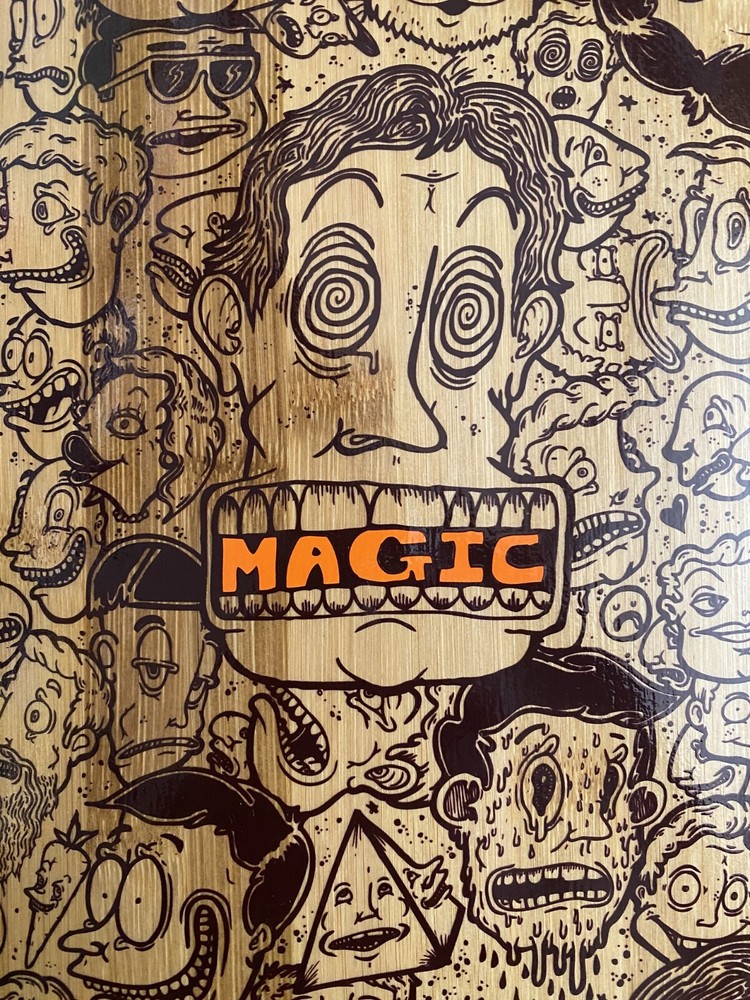 RARE MAGIC SKATEBOARDS 145 FACES BAMBOO POPSICLE DECK 8.5" ARTWORK