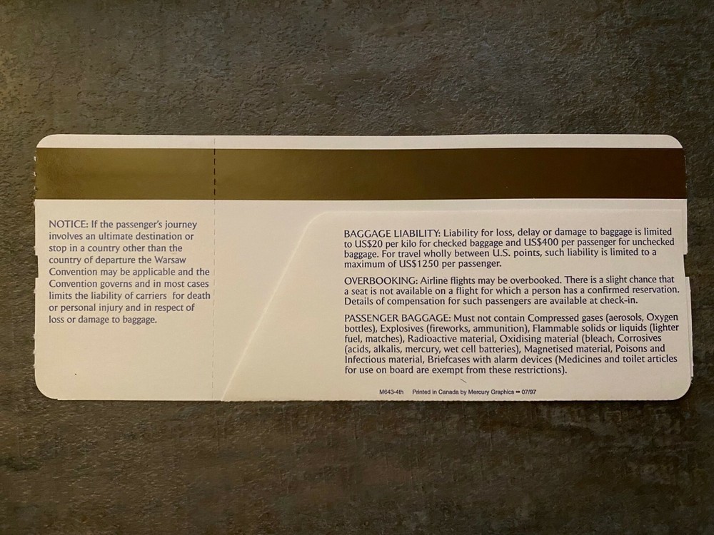 Concorde Boarding Pass Blank Rare