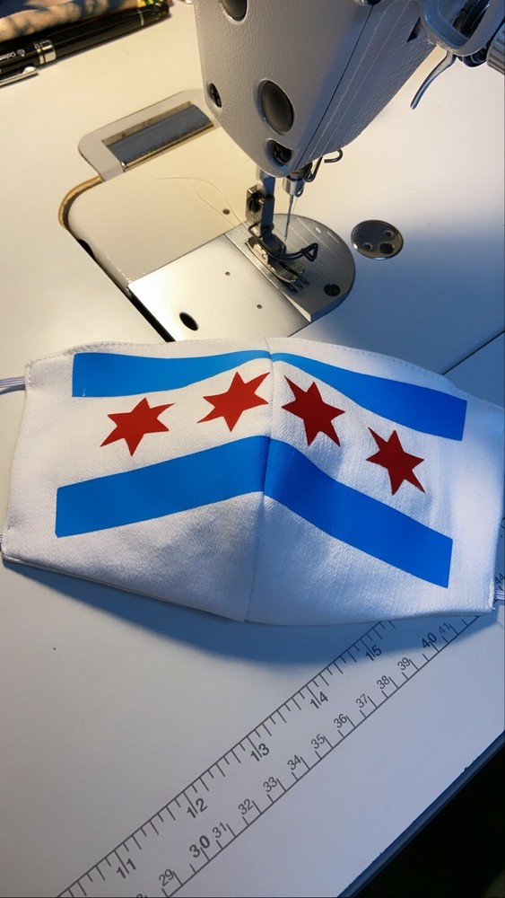 Chicago White Cotton Face Mask with filter