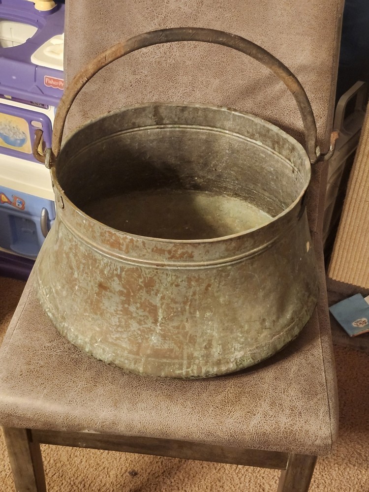 large antique copper kettle cauldron