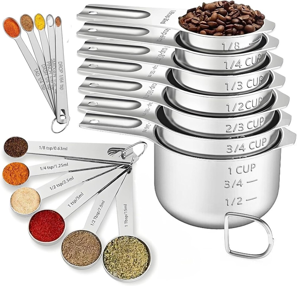 Measuring Cups and Spoons Set, Include 7 Nesting Measuring Cups, 6