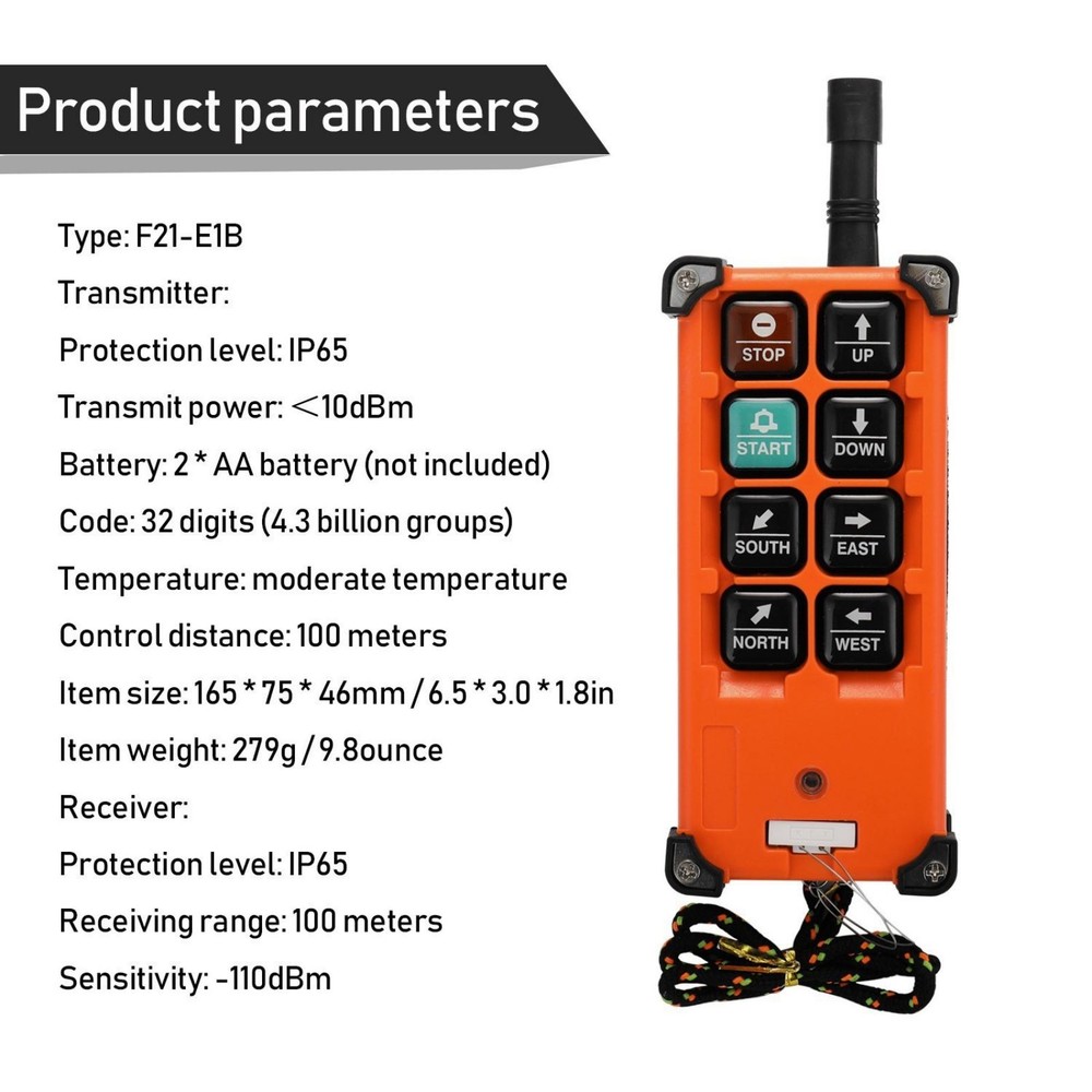 Wireless Industrial Remote Control for Transmitter Receiver Hoist Crane Durable