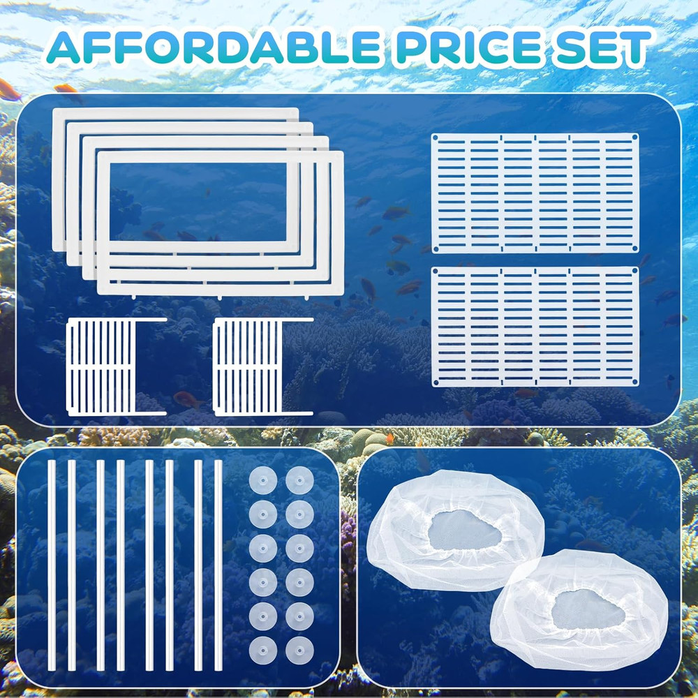 2 Pack Breeder Box for Fish Tank, Plastic Frame Breeding Box with Suction Cups,
