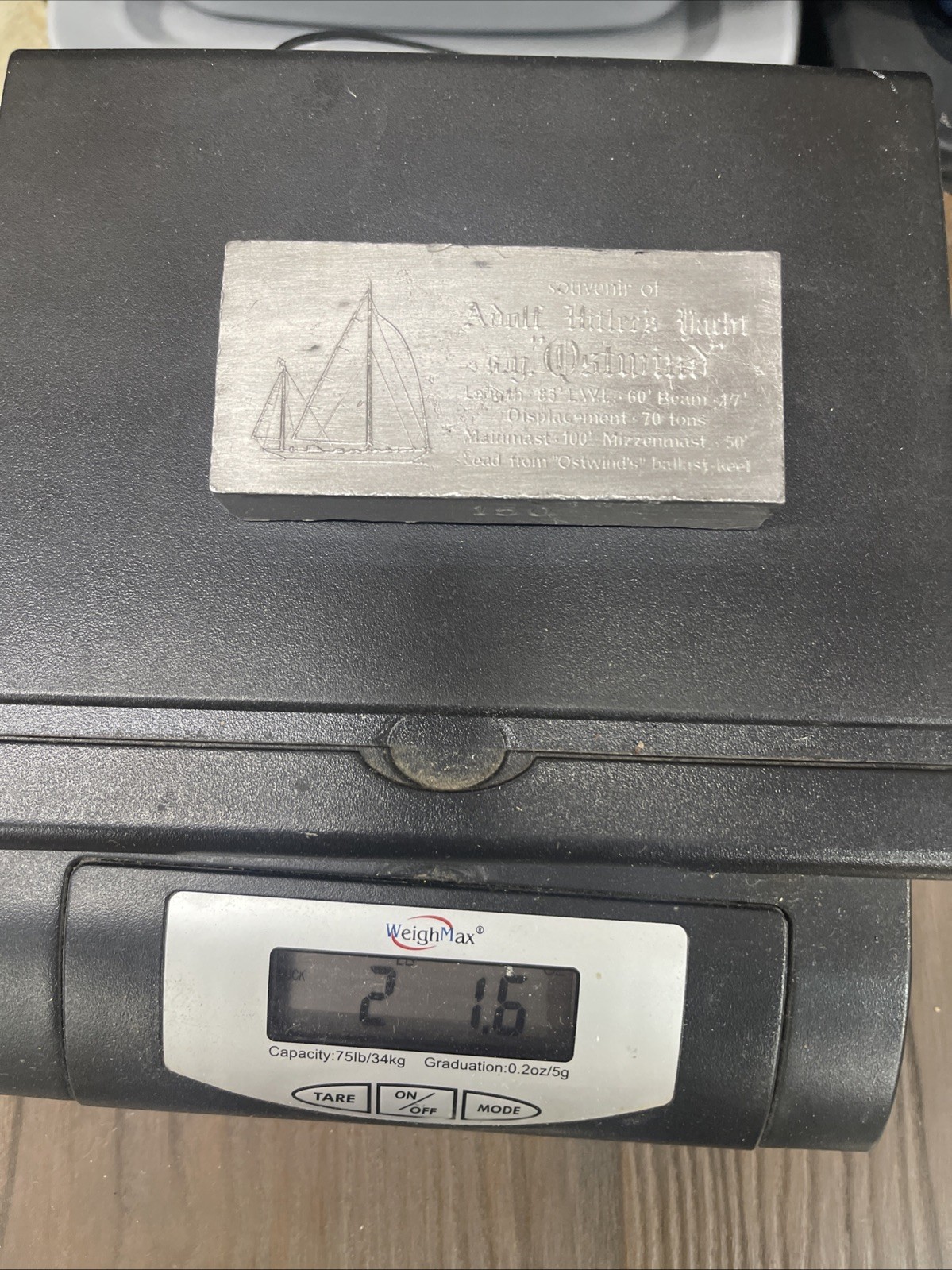 Hitler Lead Ingot S. Y. Ostwind Plaque 4” X 2”1/2" #150 With Original Box