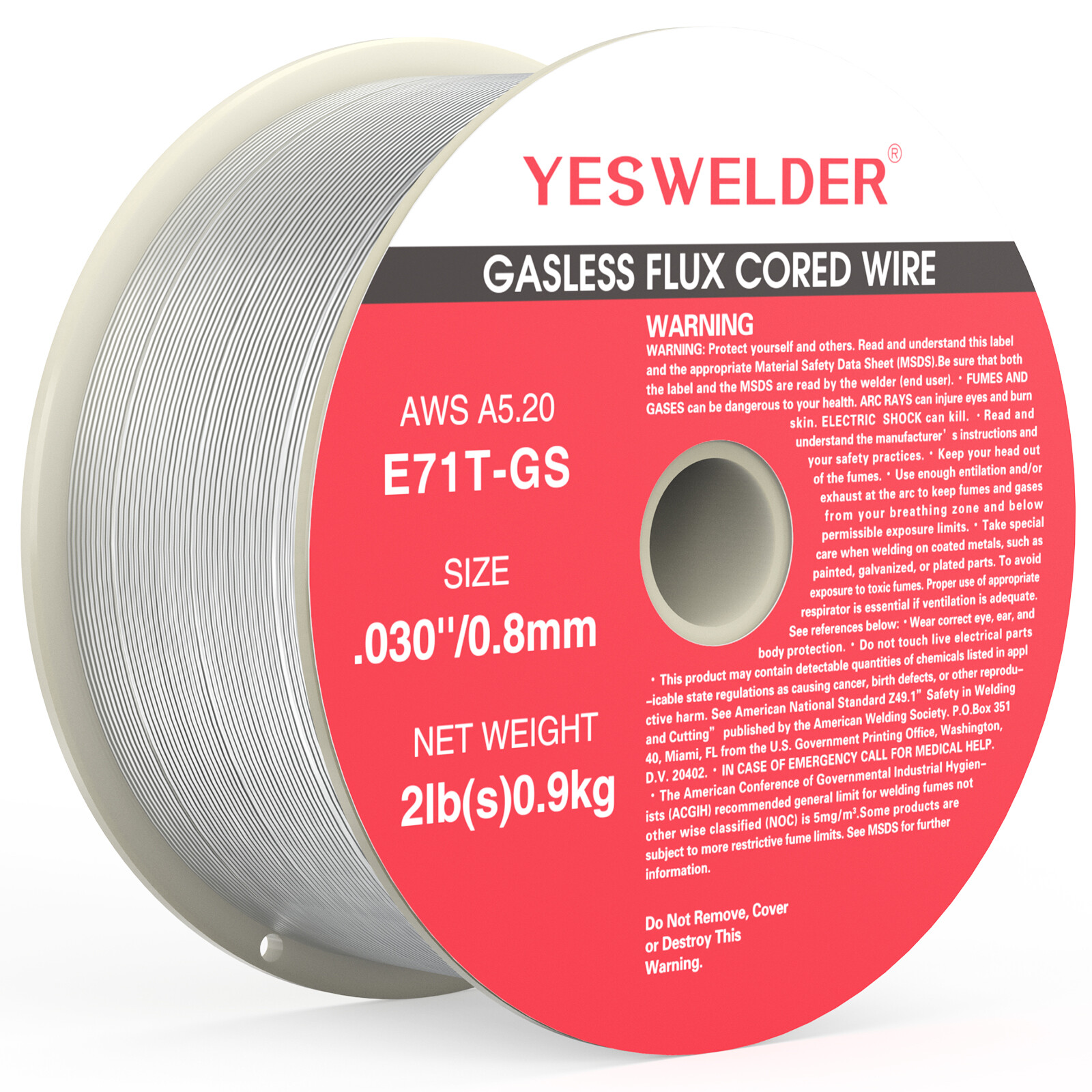 YESWELDER E71T-GS .030'' Gasless Flux Core Wire - 2lb Spool (5-Pack)