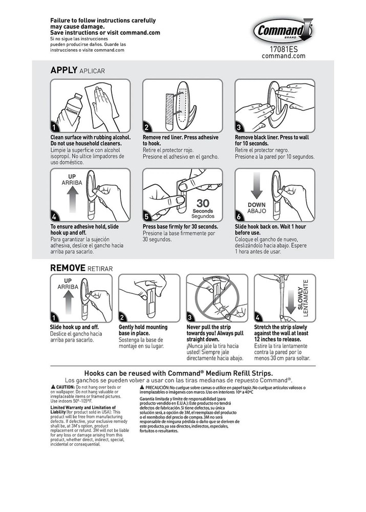 Command Medium Designer Hooks, 2 Hooks and 4 Command Strips, Damage-free Han...