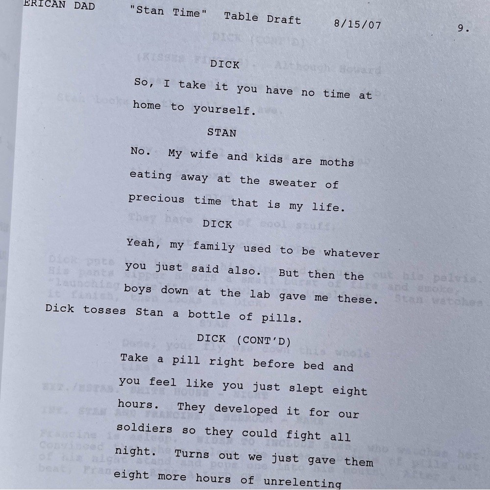 American Dad Scott Grimes Steve Smith 2007 Production Used Table Draft Script
