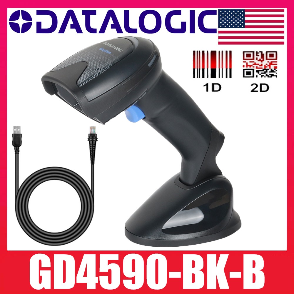 Datalogic Gryphon GD4590-BK-B 1D 2D Barcode Scanner Reader With USB Cable + Base