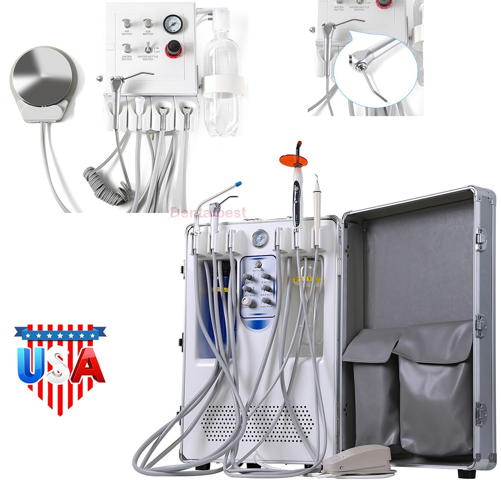 Portable Dental Delivery Unit Mobile Cart Compressor Suction Curing Light Scaler