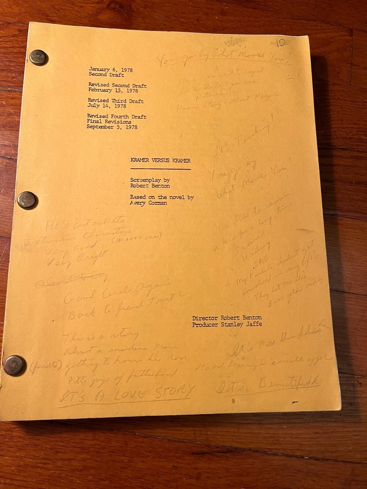 KRAMER VS KRAMER Original Script 1978 4th Draft Dustin Hoffman Meryl Streep