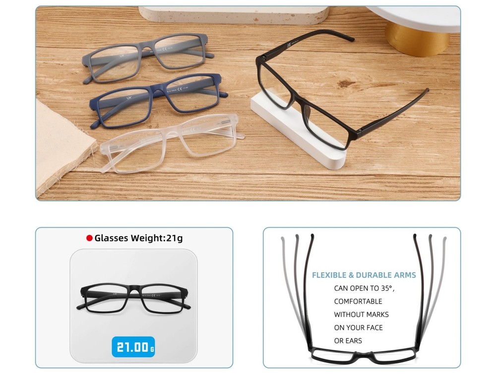 Reading Glasses Men Readers 4 Pack,Blue Light Blocking Reading Glasses Anti G...
