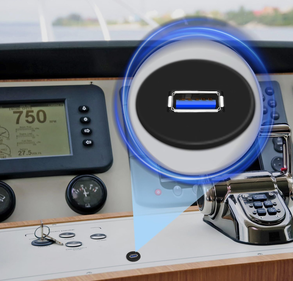 Single Port USB 3.0 Car Flush Mount Cable, USB Dash Mount Adapter..