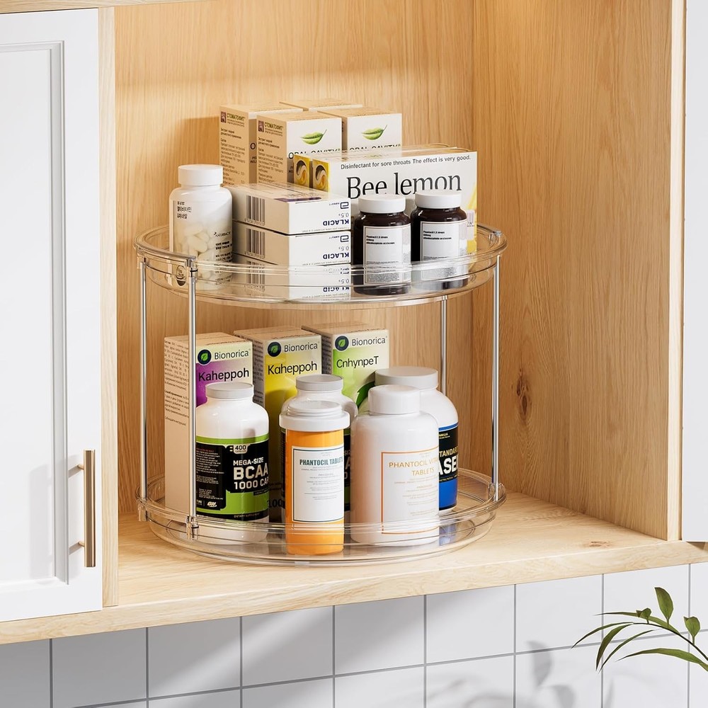 Double-Layer Rotating Condiment Rack,9.25 inches in diameter,multi-purpose.