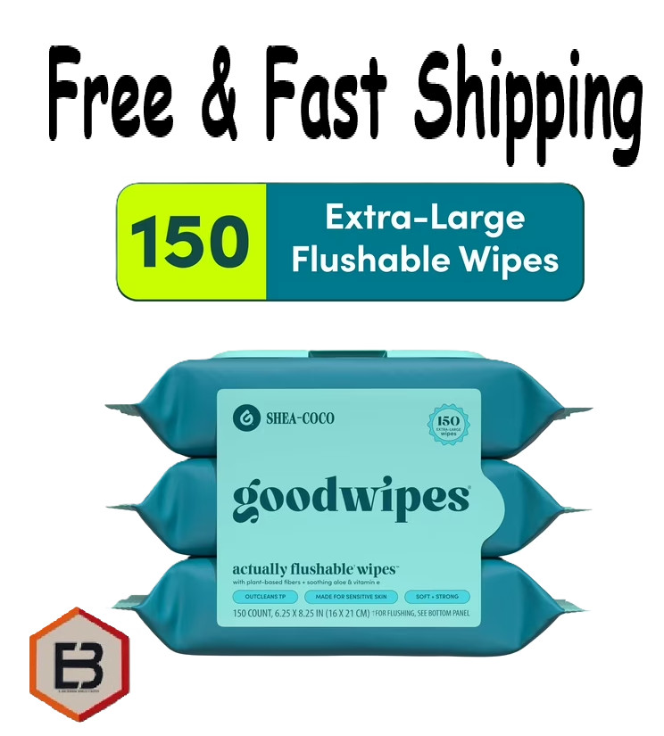 Goodwipes Flushable & Biodegradable Wipes with Botanicals, Shea Coco,3 Packs