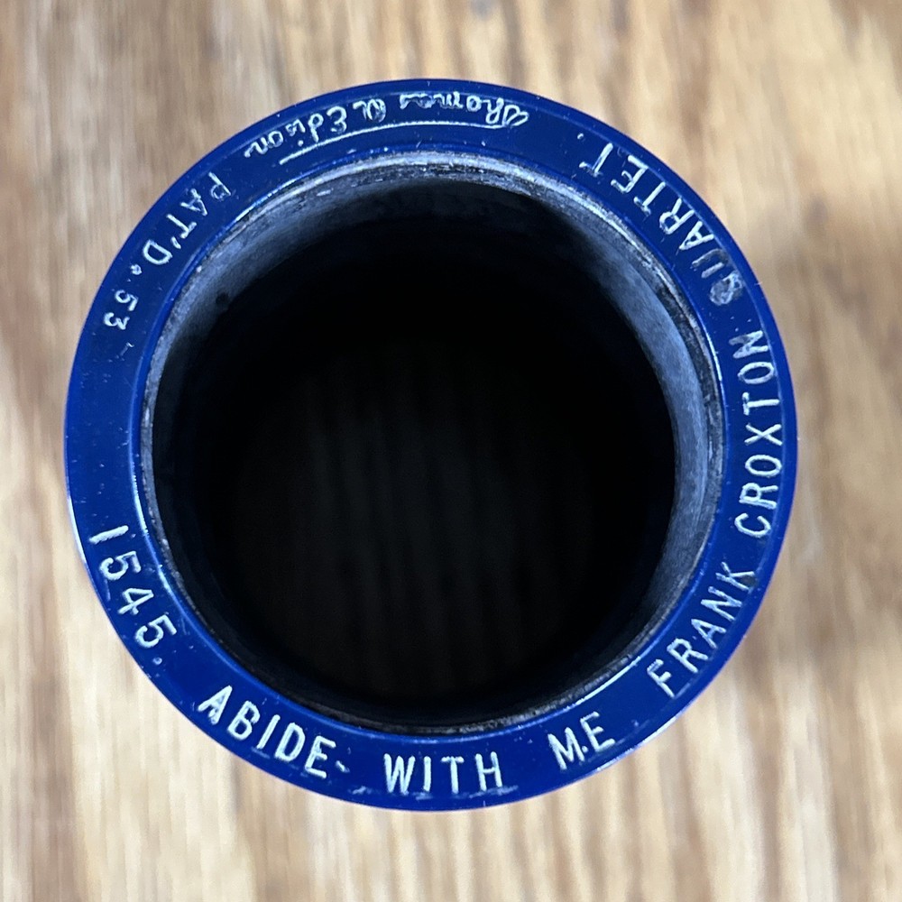 Edison Cylinder Record Abide With Me 1545 Frank Croxton Quartet Untested