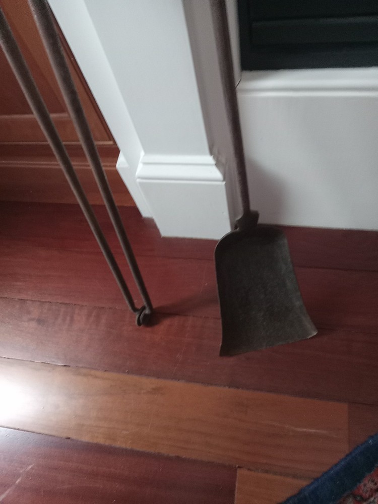antique fireplace tools brass