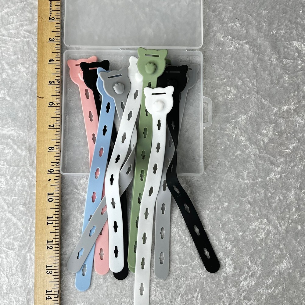 10 Piece Reusable Silicone Cable Bands - New