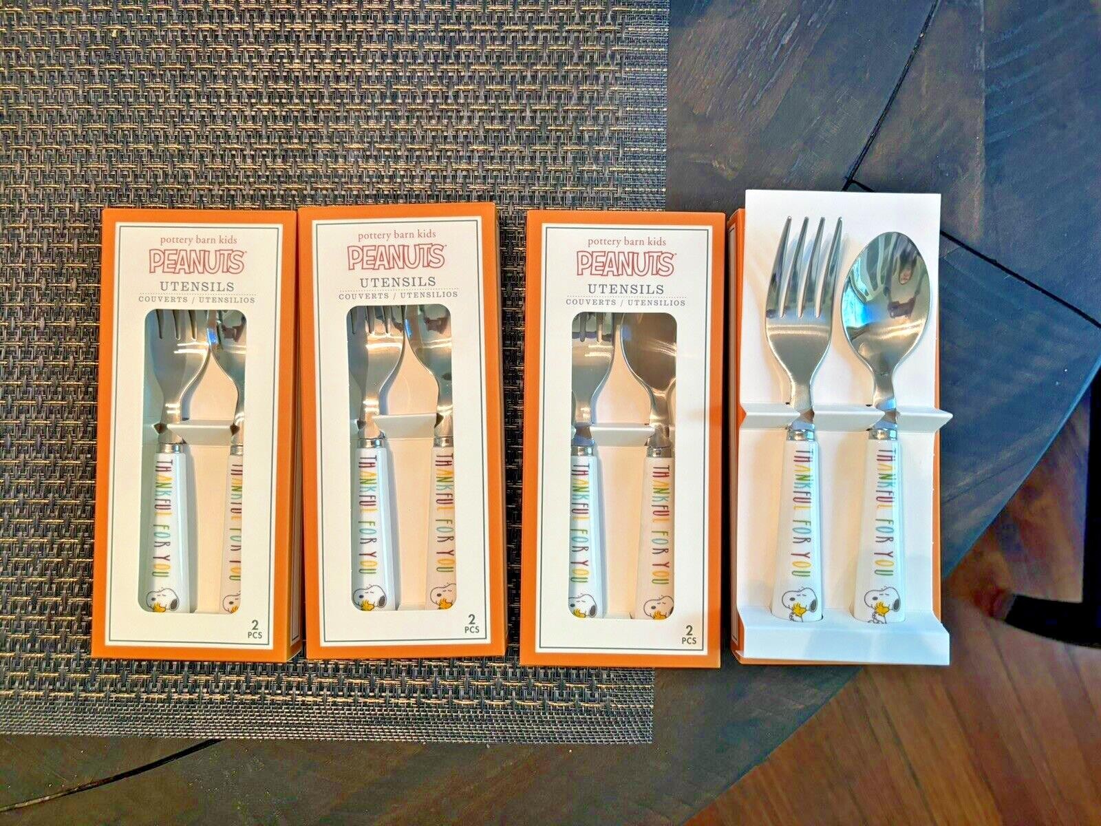 Pottery Barn Holiday Snoopy Disney School UTENSIL peanuts Thanksgiving SET 4 .