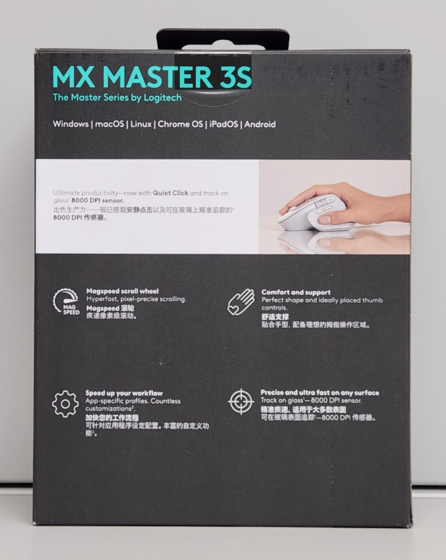 Logitech MX Master 3S Wireless Mouse 8K DPI USB-C Bluetooth White, NEW SEALED