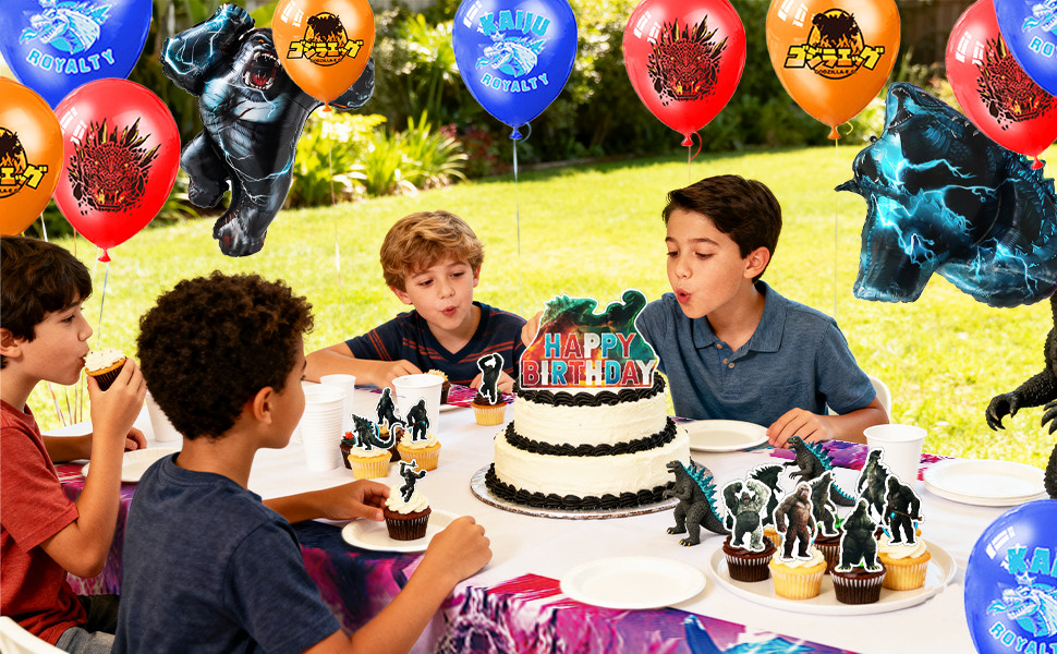 41Pcs Godzilla King Kong Birthday Party Decoration Godzilla Balloons Cake Topper