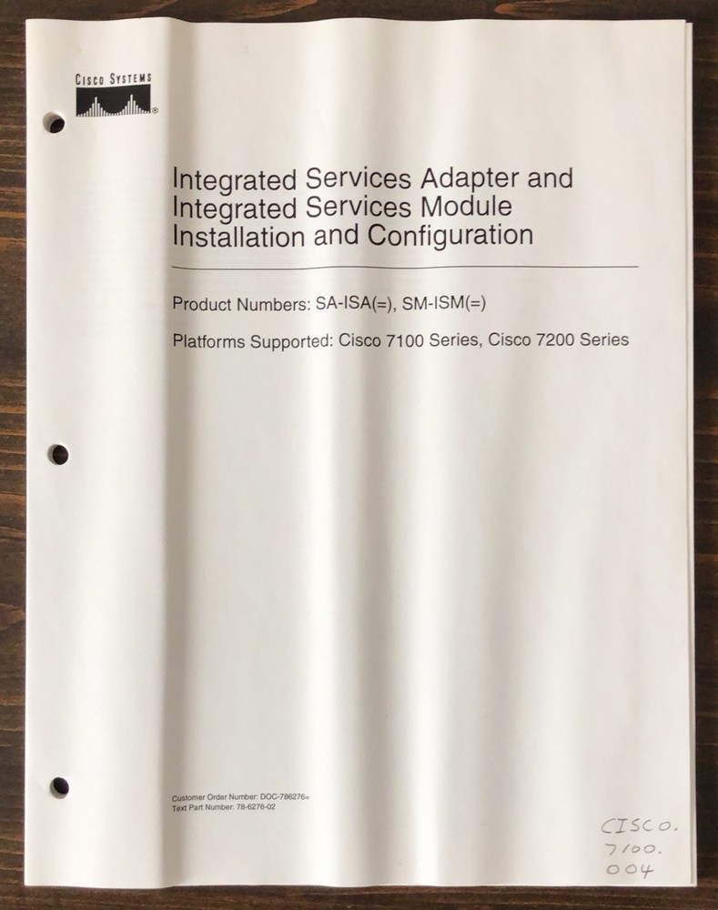 Cisco Systems - Integrated Services Adapter Installation & Configuration (1999)