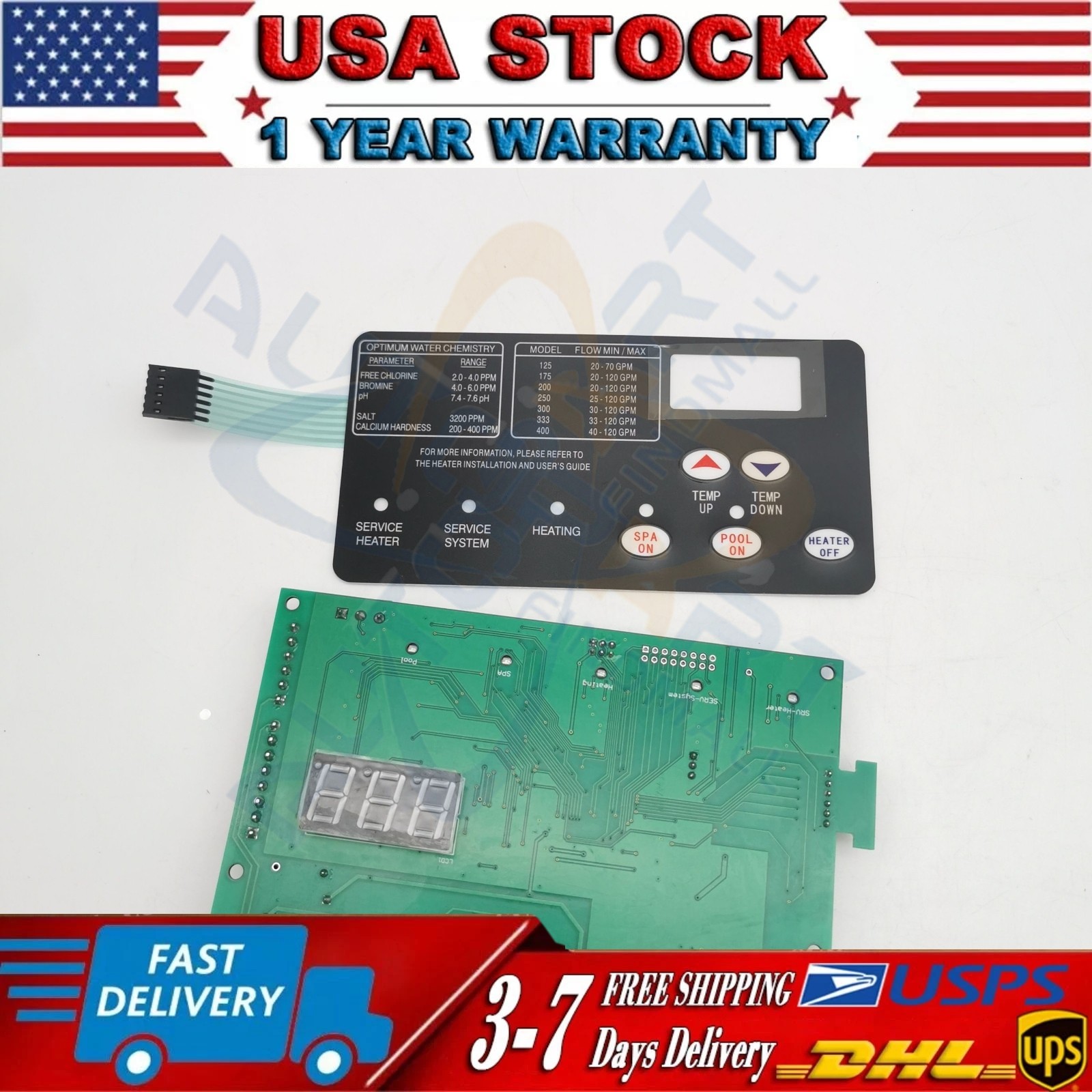 For Pentair Master Temp 400 42002-0007S Control Board Kit w/ 472610Z Switch Pad