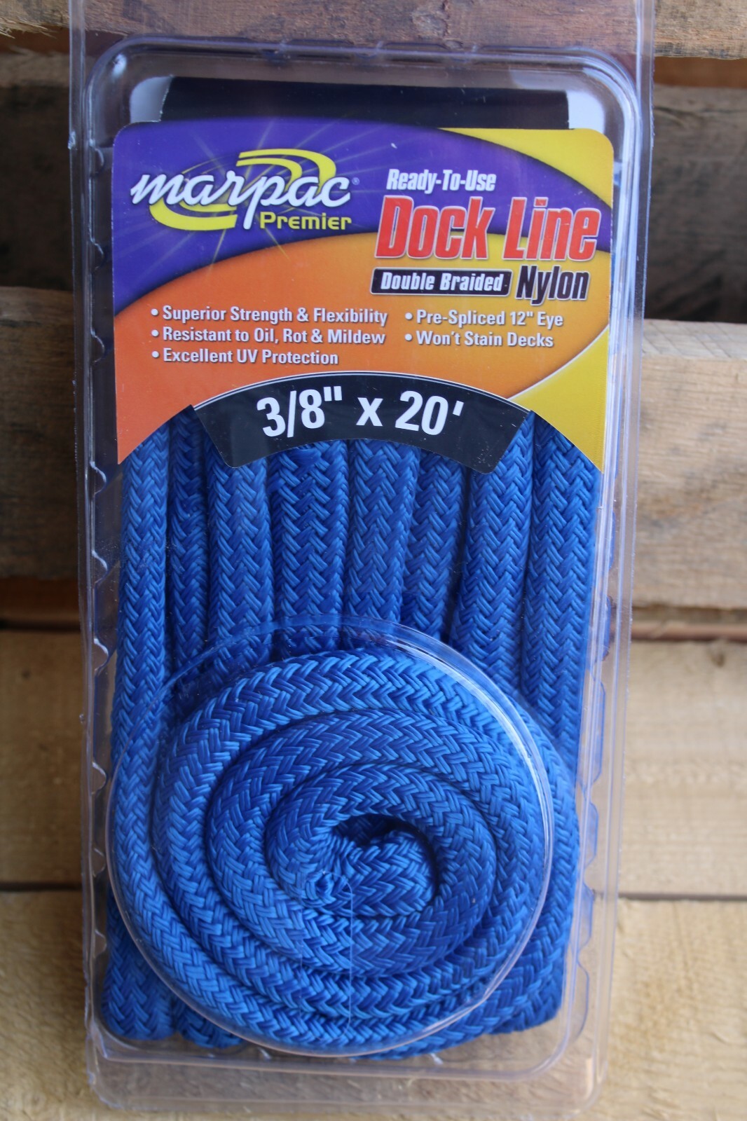 2 Marpac Premier 3/8" x 20' Double Braid Nylon Dock Line, Boat Mooring Rope BLUE