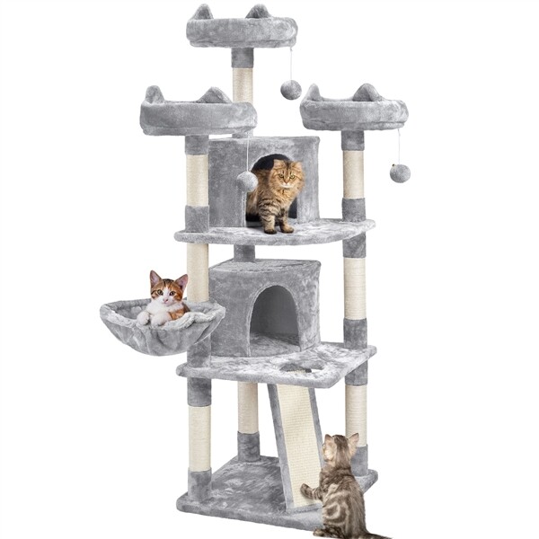 68.5 Inches Cat Tree with Warm Condos Platform Scratching Board Scratching Posts