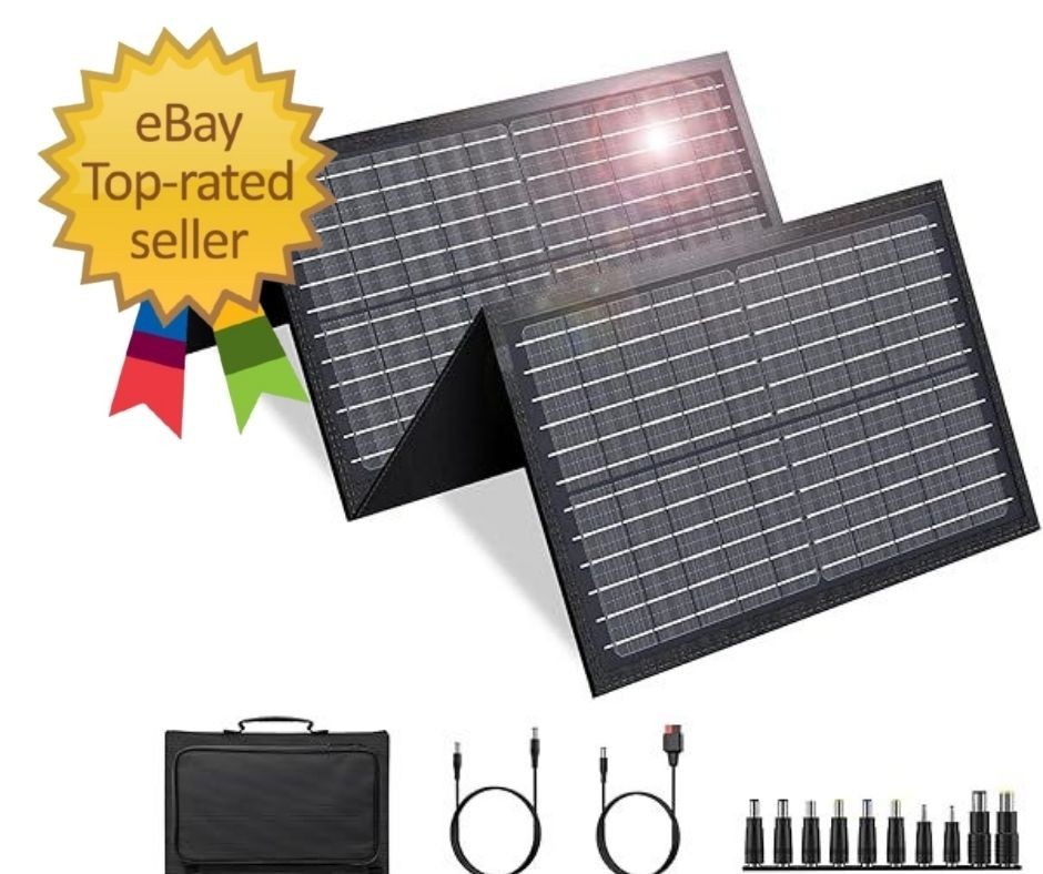60W Solar Panel for Portable Power Station, Foldable Solar Panel with 12-18V ...