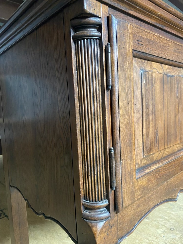 Vintage style solid oak sideboard table with carved details
