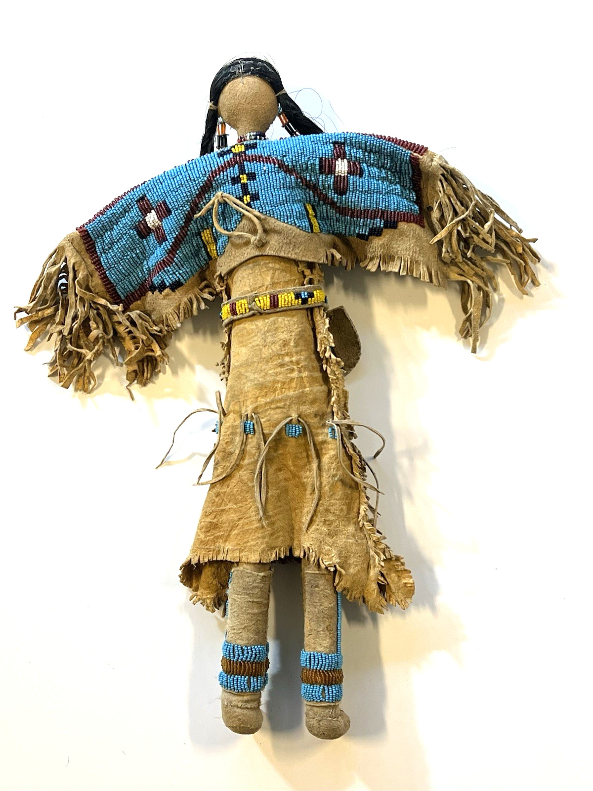 Antique Native American Lakota (Sioux) Indian Beaded Doll; 18 Inches; Late 1800s