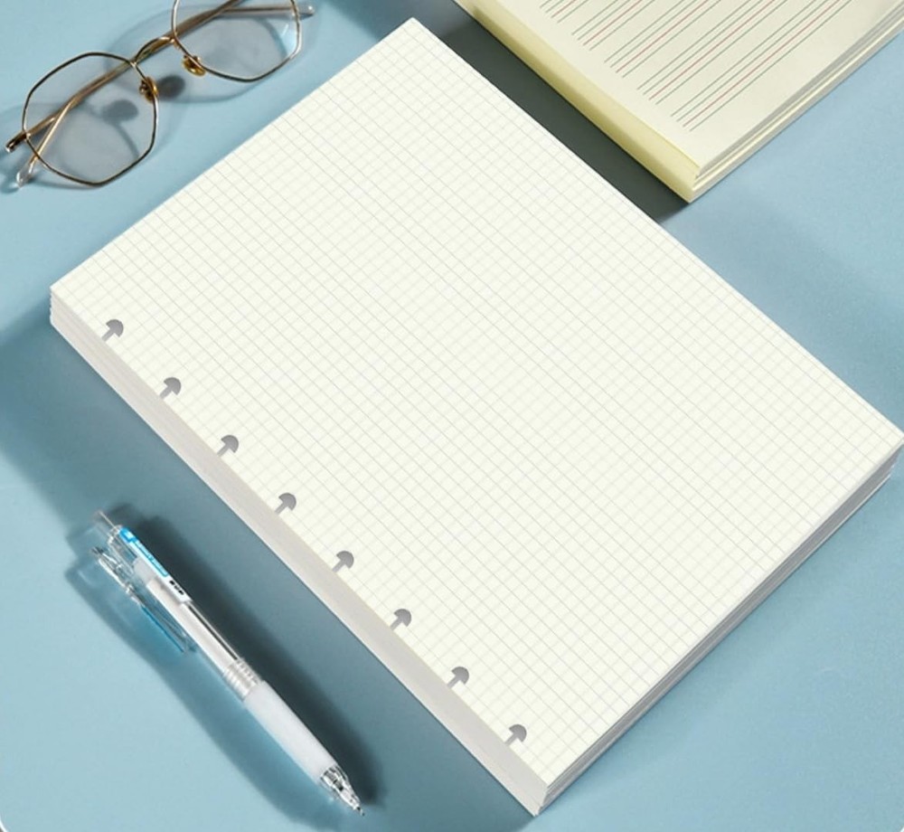 A5 TUL Discbound Grid Refill Paper, 8-Disc Graph Blue,Clear,White