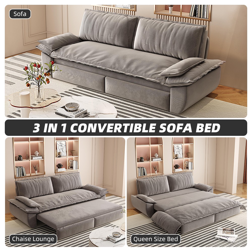 73.2" Queen Pull Out Sofa Bed,3-in-1 Convertible Sleeper Sofa,Multi-Functio