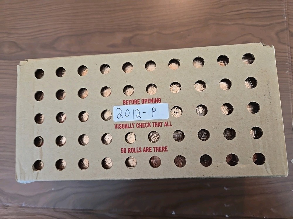 2012 P Lincoln Cent 50 Roll Box Bank Wrapped Rolls