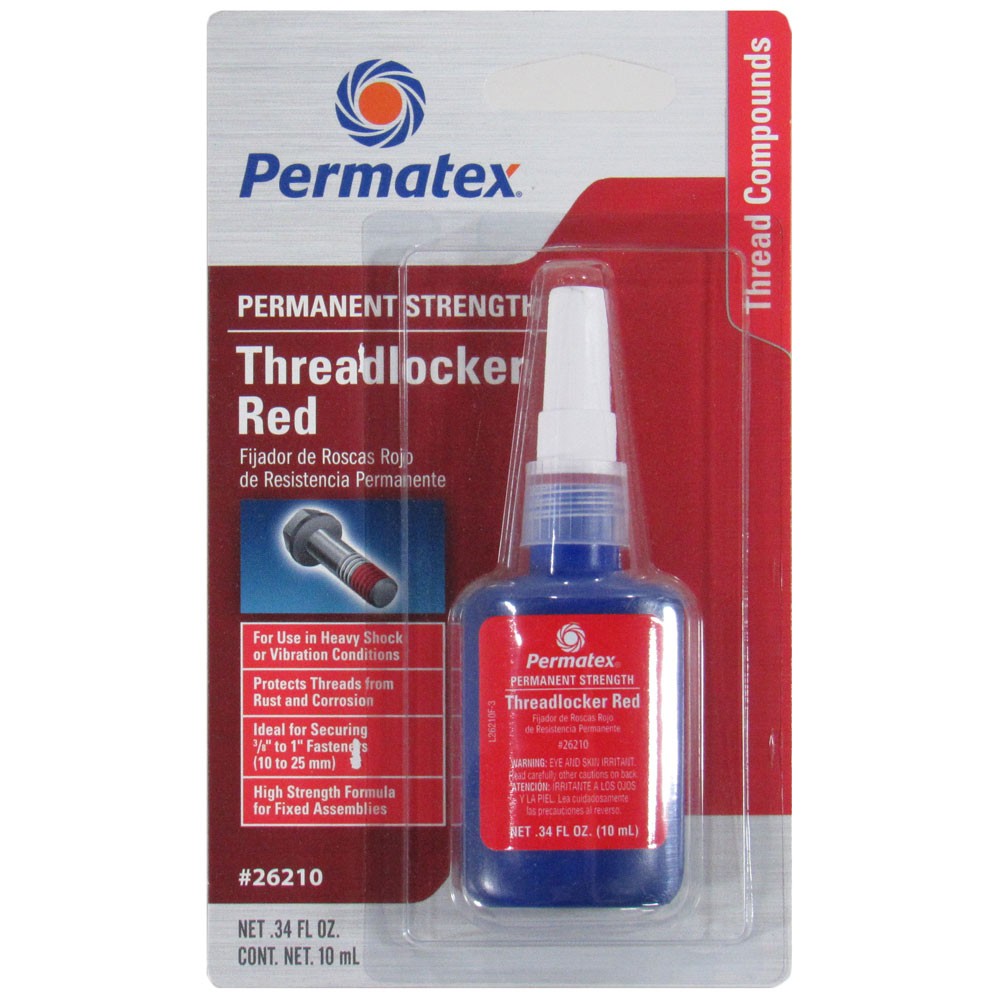 Permatex Thread Locker 26210; High Strength 1.22oz Squeeze Bottle, Red