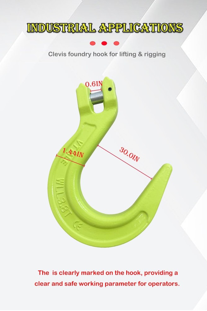 3/8"Clevis Foundry Hook 8377Lbs 1Pack Working Load Limit Lifting Clevis Chain...
